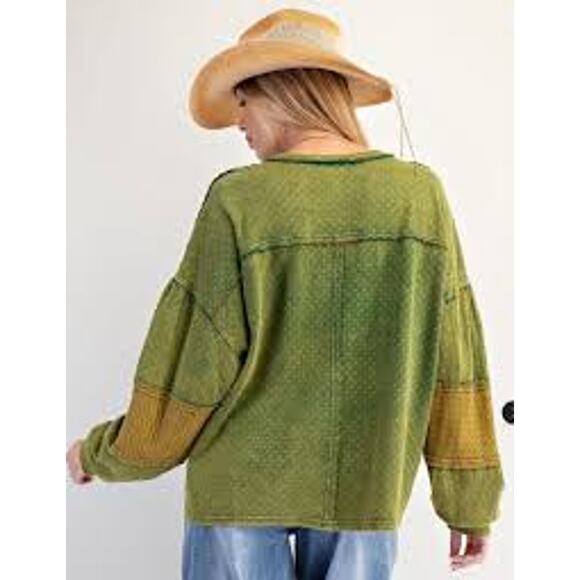 NEW Easel Pullover Green Rust Oversized Sweater- Med - Picture 2 of 8